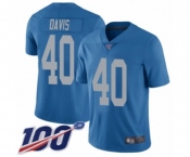 Youth Detroit Lions #40 Jarrad Davis Blue Alternate Vapor Untouchable Limited Player 100th Season Football Jersey