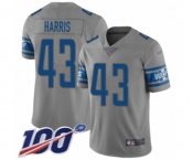 Youth Detroit Lions #43 Will Harris Limited Gray Inverted Legend 100th Season Football Jersey