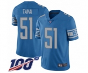 Youth Detroit Lions #51 Jahlani Tavai Blue Team Color Vapor Untouchable Limited Player 100th Season Football Jersey