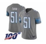 Youth Detroit Lions #51 Jahlani Tavai Limited Steel Rush Vapor Untouchable 100th Season Football Jersey