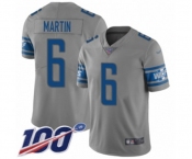 Youth Detroit Lions #6 Sam Martin Limited Gray Inverted Legend 100th Season Football Jersey