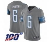 Youth Detroit Lions #6 Sam Martin Limited Steel Rush Vapor Untouchable 100th Season Football Jersey