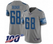 Youth Detroit Lions #68 Taylor Decker Limited Gray Inverted Legend 100th Season Football Jersey