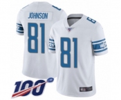 Youth Detroit Lions #81 Calvin Johnson White Vapor Untouchable Limited Player 100th Season Football Jersey