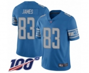 Youth Detroit Lions #83 Jesse James Blue Team Color Vapor Untouchable Limited Player 100th Season Football Jersey