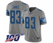 Youth Detroit Lions #83 Jesse James Limited Gray Inverted Legend 100th Season Football Jersey
