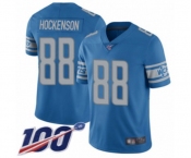 Youth Detroit Lions #88 T.J. Hockenson Blue Team Color Vapor Untouchable Limited Player 100th Season Football Jersey