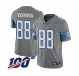 Youth Detroit Lions #88 T.J. Hockenson Limited Steel Rush Vapor Untouchable 100th Season Football Jersey