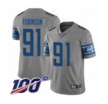 Youth Detroit Lions #91 A'Shawn Robinson Limited Gray Inverted Legend 100th Season Football Jersey