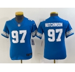 Youth Detroit Lions #97 Aidan Hutchinson Limited Blue 2024 FUSE Vapor Jersey