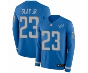 Youth Nike Detroit Lions #23 Darius Slay Limited Blue Therma Long Sleeve NFL Jersey