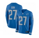 Youth Nike Detroit Lions #27 Glover Quin Limited Blue Therma Long Sleeve NFL Jersey