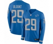 Youth Nike Detroit Lions #29 LeGarrette Blount Limited Blue Therma Long Sleeve NFL Jersey