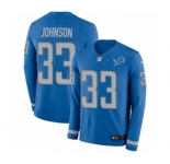 Youth Nike Detroit Lions #33 Kerryon Johnson Limited Blue Therma Long Sleeve NFL Jersey