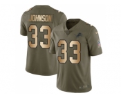 Youth Nike Detroit Lions #33 Kerryon Johnson Olive Gold Stitched NFL Limited 2017 Salute to Service Jersey