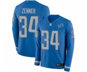 Youth Nike Detroit Lions #34 Zach Zenner Limited Blue Therma Long Sleeve NFL Jersey