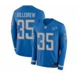 Youth Nike Detroit Lions #35 Miles Killebrew Limited Blue Therma Long Sleeve NFL Jersey