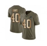 Youth Nike Detroit Lions #40 Jarrad Davis Limited Olive Gold Salute to Service NFL Jersey