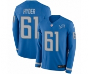Youth Nike Detroit Lions #61 Kerry Hyder Limited Blue Therma Long Sleeve NFL Jersey