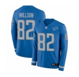 Youth Nike Detroit Lions #82 Luke Willson Limited Blue Therma Long Sleeve NFL Jersey