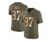Youth Nike Detroit Lions #87 Darren Fells Limited Olive Gold Salute to Service NFL Jersey