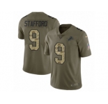 Youth Nike Detroit Lions #9 Matthew Stafford Limited Olive Camo Salute to Service NFL Jersey