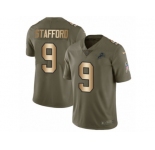 Youth Nike Detroit Lions #9 Matthew Stafford Limited Olive Gold Salute to Service NFL Jersey