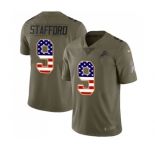 Youth Nike Detroit Lions #9 Matthew Stafford Limited Olive USA Flag Salute to Service NFL Jersey