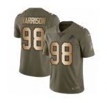 Youth Nike Detroit Lions #98 Damon Harrison Limited Olive Gold Salute to Service NFL Jersey