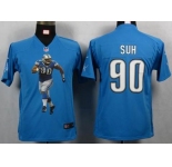 nike youth nfl jerseys detroit lions #90 ndamukong suh blue[portrait fashion]