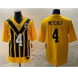 Men's Pittsburgh Steelers #4 DK Metcalf Gold 1933 Throwback Alternate Football Stitched Game Jersey