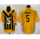 Men's Pittsburgh Steelers #5 Jalen Ramsey Gold 1933 Throwback Alternate Football Stitched Game Jersey