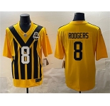 Men's Pittsburgh Steelers #8 Aaron Rodgers Gold 1933 Throwback Alternate Football Stitched Game Jersey