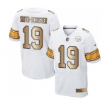 Men's Pittsburgh Steelers #19 JuJu Smith-Schuster Elite White Gold Football Jersey