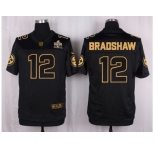 Nike Pittsburgh Steelers #12 Terry Bradshaw Black Pro Line Gold Collection Jersey[Elite]