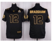Nike Pittsburgh Steelers #12 Terry Bradshaw Black Pro Line Gold Collection Jersey[Elite]