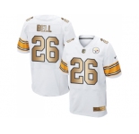 Nike Pittsburgh Steelers #26 Le'Veon Bell White Men's Stitched NFL Elite Gold Jersey