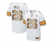 Nike Pittsburgh Steelers #26 Le'Veon Bell White Men's Stitched NFL Elite Gold Jersey
