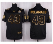Nike Pittsburgh Steelers #43 Troy Polamalu Black Pro Line Gold Collection Jersey[Elite]