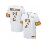 Nike Pittsburgh Steelers #7 Ben Roethlisberger White Men's Stitched NFL Elite Gold Jersey