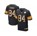 Nike Pittsburgh Steelers #84 Antonio Brown Black Team Color Men's Stitched NFL Elite Gold Jersey