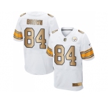 Nike Pittsburgh Steelers #84 Antonio Brown White Men's Stitched NFL Elite Gold Jersey