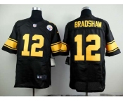 nike nfl jerseys pittsburgh steelers #12 bradshaw black[Elite][number golden]