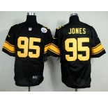 nike nfl jerseys pittsburgh steelers #95 jones black[Elite yellow number]