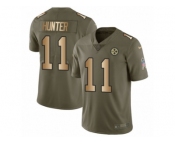 Men Nike Pittsburgh Steelers #11 Justin Hunter Limited Olive Gold 2017 Salute to Service NFL Jersey