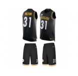 Men Nike Pittsburgh Steelers #31 Mike Hilton Limited Black Tank Top Suit NFL Jersey
