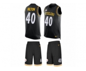 Men Nike Pittsburgh Steelers #40 Mike Hilton Limited Black Tank Top Suit NFL Jersey