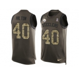 Men Nike Pittsburgh Steelers #40 Mike Hilton Limited Green Salute to Service Tank Top NFL Jersey