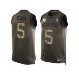 Men Nike Pittsburgh Steelers #5 Joshua Dobbs Limited Green Salute to Service Tank Top NFL Jersey