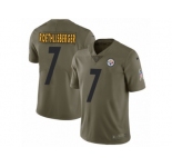 Men Nike Pittsburgh Steelers #7 Ben Roethlisberger Limited Olive 2017 Salute to Service NFL Jersey